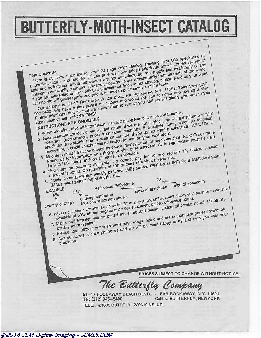 The Butterfly Company (NY) 20 page catalog 1978